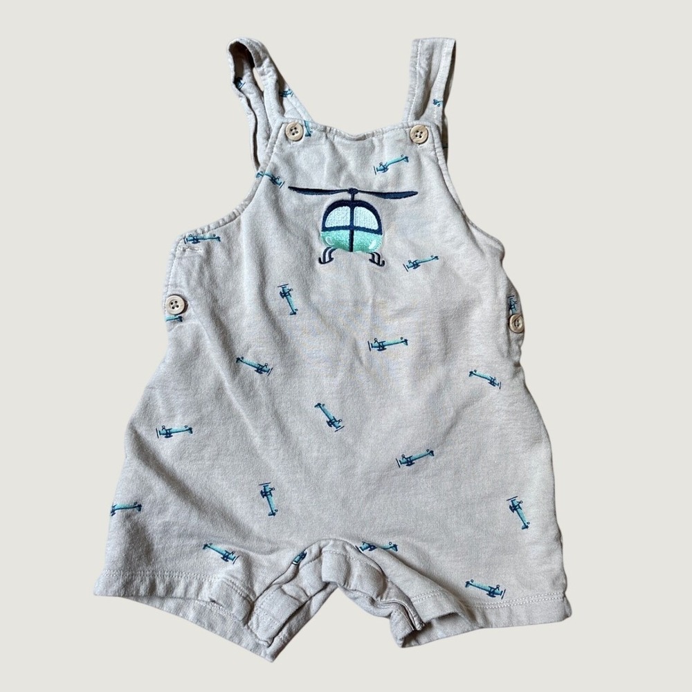 Pekkle Shortall Overalls Audience Tan Helicopter Print SIZE 24M